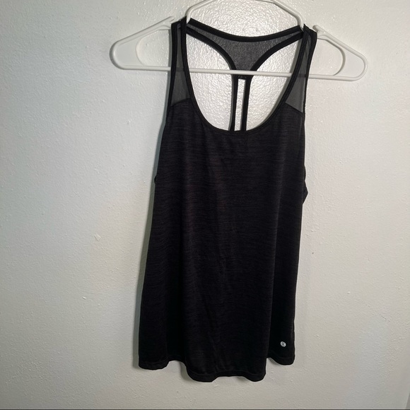 Layer 8 Racerback Tank Top Heathered Black Mesh - Picture 2 of 10